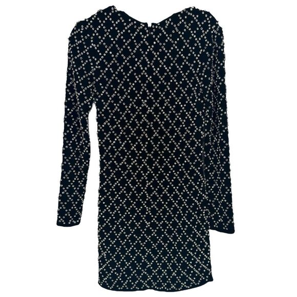 Retrofete Harlowe Crystal Embellished Jeweled Black Mini Party Dress Size Medium - Picture 4 of 11
